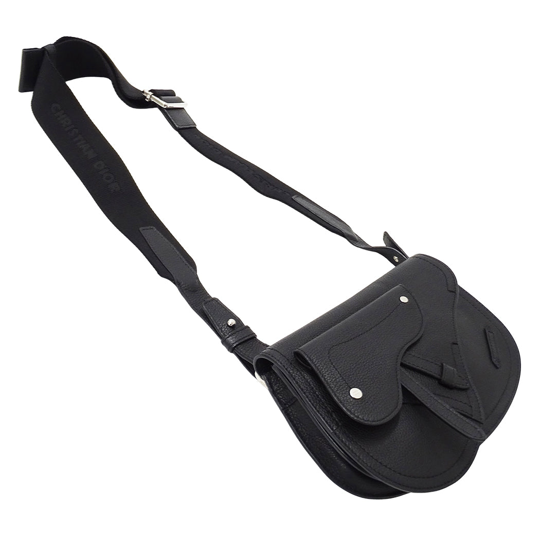 Dior ディオール サドルバッグ ショルダーバッグ ブラック レザー メンズ 【中古】
