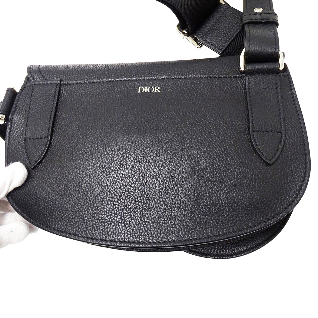 Dior ディオール サドルバッグ ショルダーバッグ ブラック レザー メンズ 【中古】