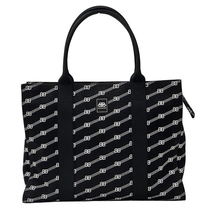 BALENCIAGA バレンシアガ トートバッグ BBモノグラム ブラック キャンバス レディース メンズ 【中古】