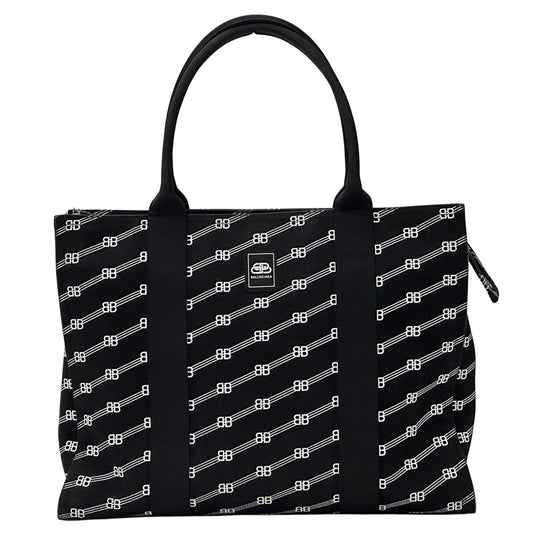 BALENCIAGA バレンシアガ トートバッグ BBモノグラム ブラック キャンバス レディース メンズ 【中古】