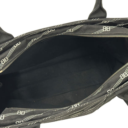 BALENCIAGA バレンシアガ トートバッグ BBモノグラム ブラック キャンバス レディース メンズ 【中古】