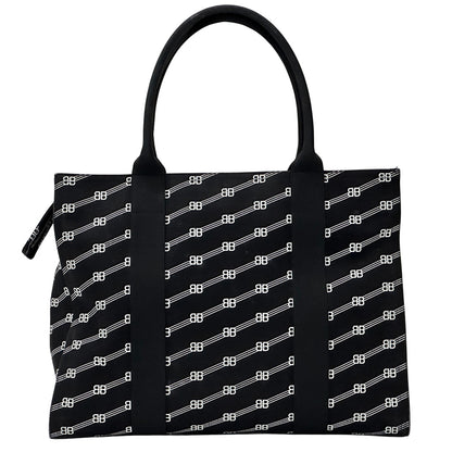 BALENCIAGA バレンシアガ トートバッグ BBモノグラム ブラック キャンバス レディース メンズ 【中古】