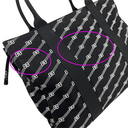 BALENCIAGA バレンシアガ トートバッグ BBモノグラム ブラック キャンバス レディース メンズ 【中古】