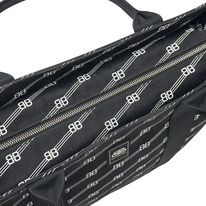 BALENCIAGA バレンシアガ トートバッグ BBモノグラム ブラック キャンバス レディース メンズ 【中古】