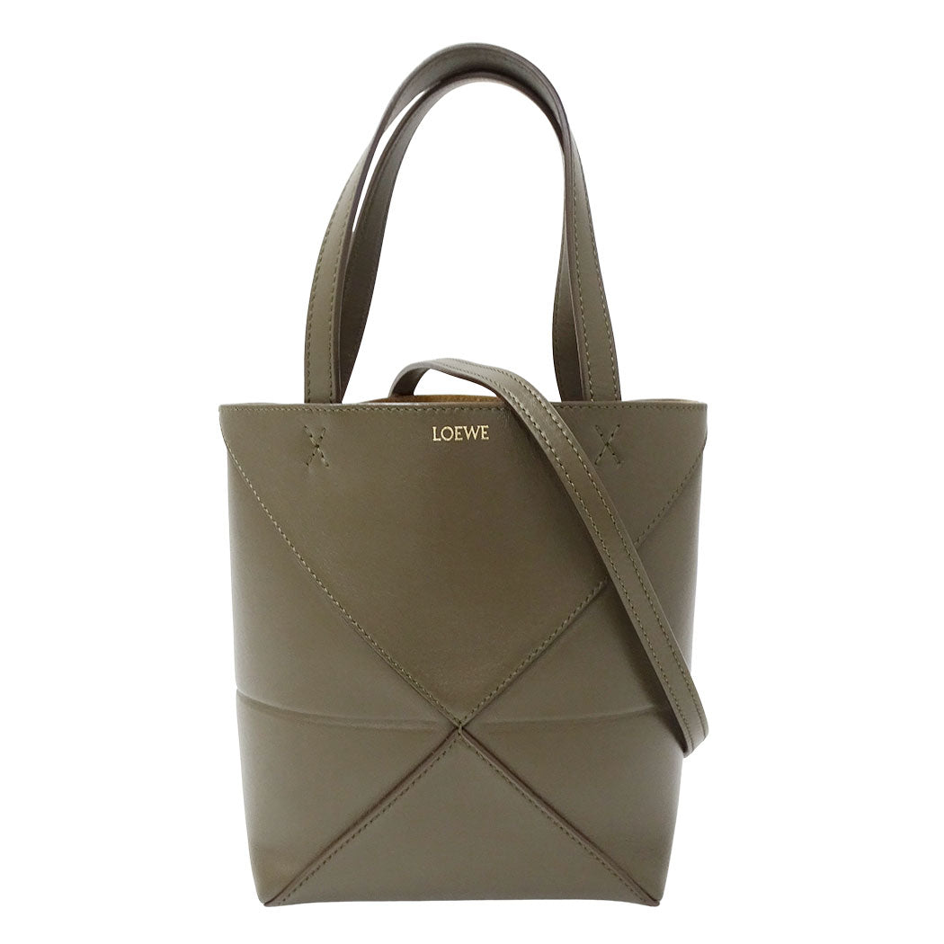 LOEWE ロエベ 2wayバッグ カーキグリーン レザー レディース 【中古】