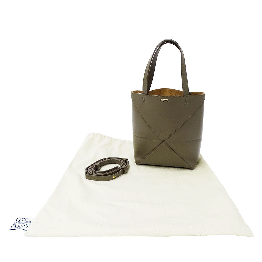 LOEWE ロエベ 2wayバッグ カーキグリーン レザー レディース 【中古】