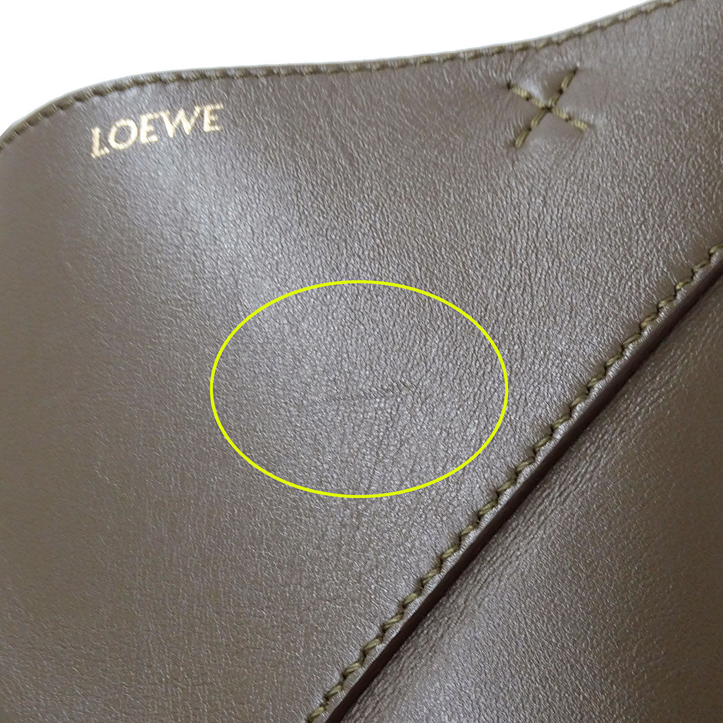 LOEWE ロエベ 2wayバッグ カーキグリーン レザー レディース 【中古】
