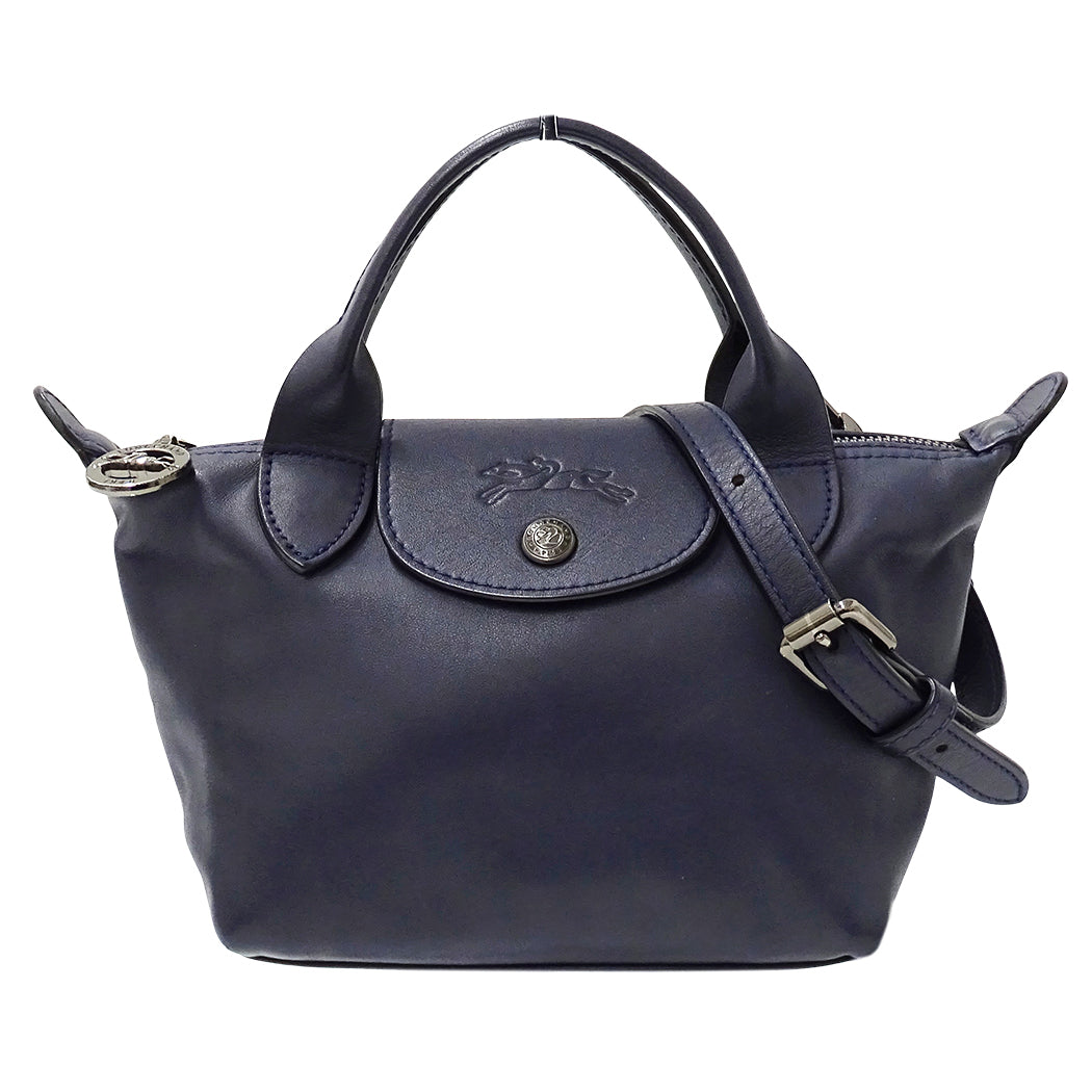 Longchamp ロンシャン 2wayバッグ ネイビー レザー レディース 【中古】