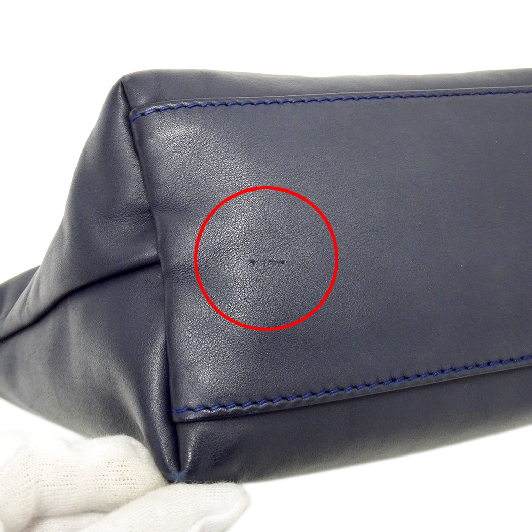 Longchamp ロンシャン 2wayバッグ ネイビー レザー レディース 【中古】