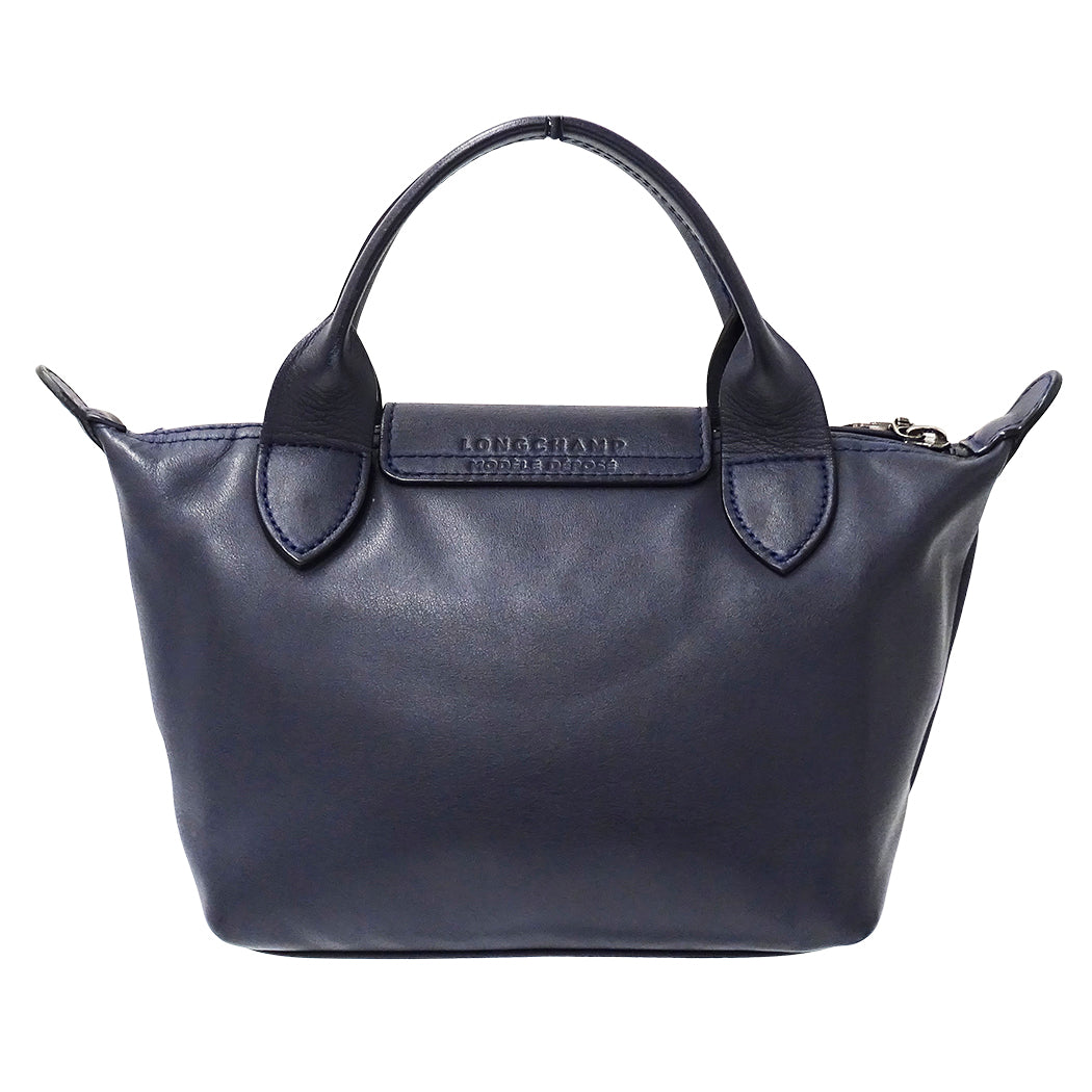 Longchamp ロンシャン 2wayバッグ ネイビー レザー レディース 【中古】