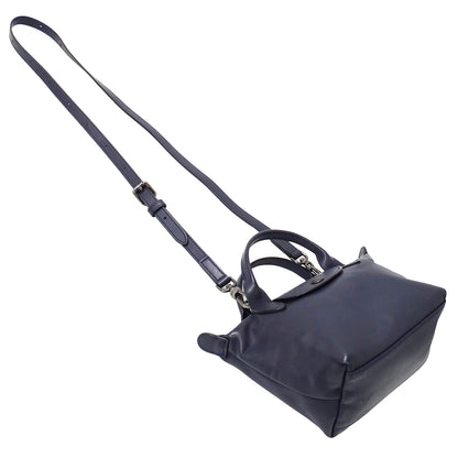 Longchamp ロンシャン 2wayバッグ ネイビー レザー レディース 【中古】