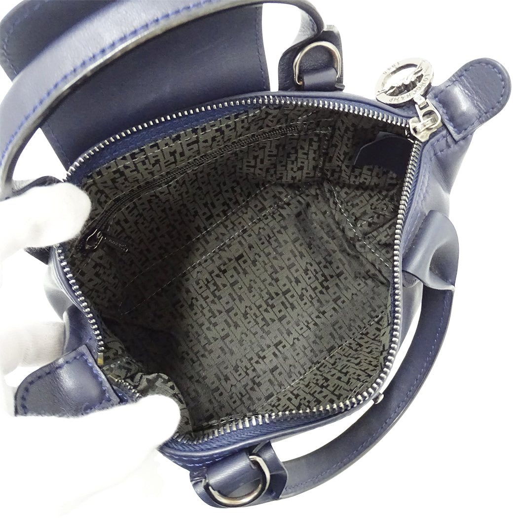 Longchamp ロンシャン 2wayバッグ ネイビー レザー レディース 【中古】