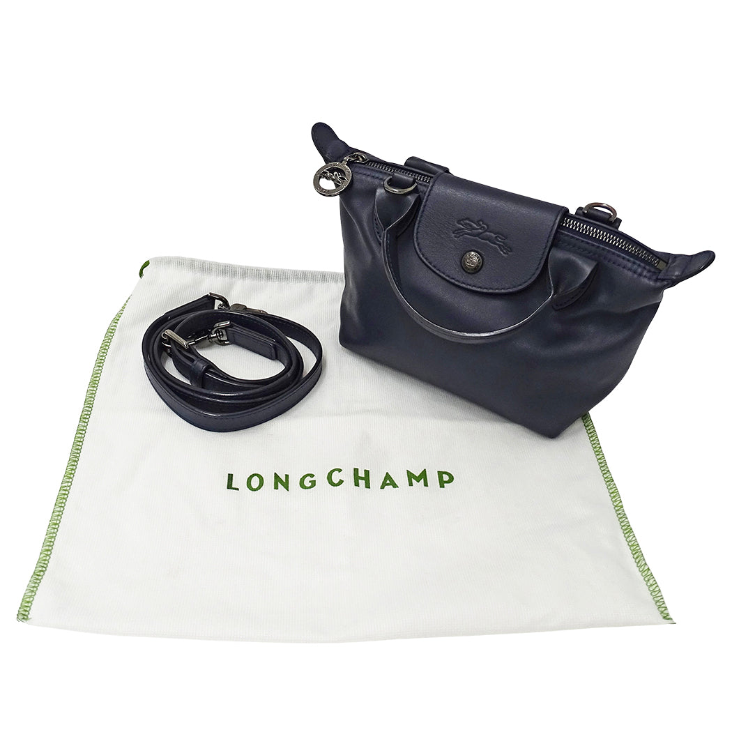 Longchamp ロンシャン 2wayバッグ ネイビー レザー レディース 【中古】