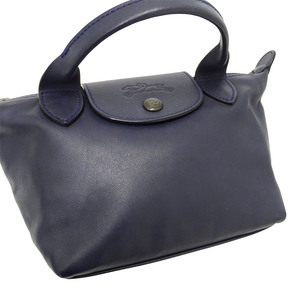Longchamp ロンシャン 2wayバッグ ネイビー レザー レディース 【中古】