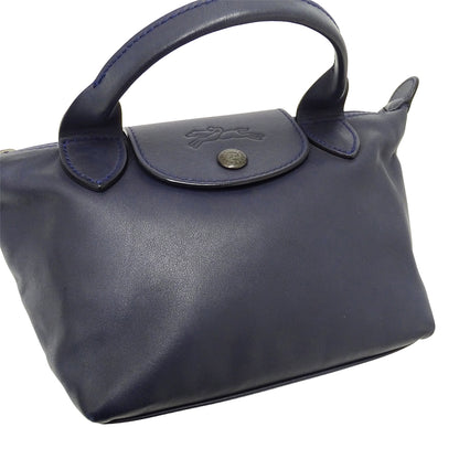 Longchamp ロンシャン 2wayバッグ ネイビー レザー レディース 【中古】