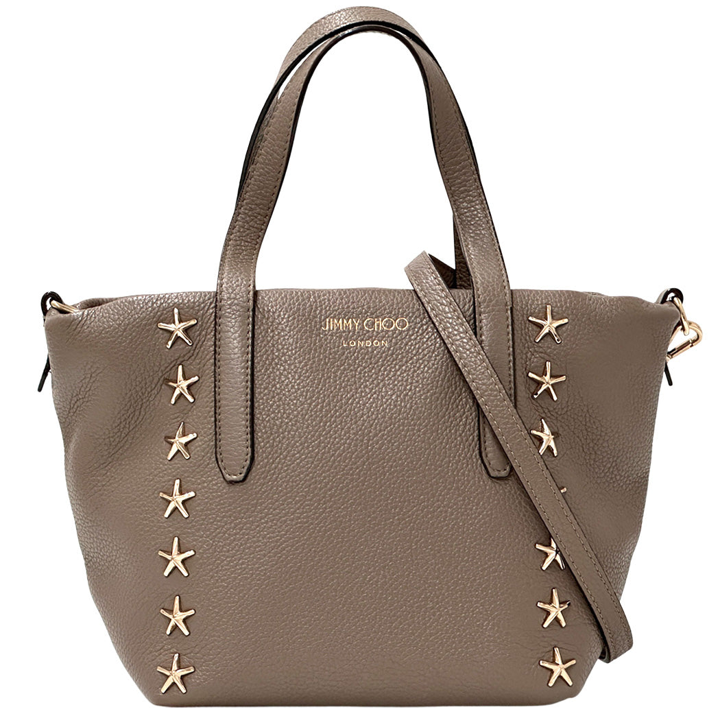 JIMMY CHOO ジミーチュウ 2wayバッグ スーパーノヴァ グレージュ レザー レディース 【中古】