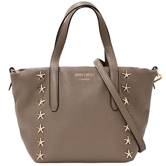 JIMMY CHOO ジミーチュウ 2wayバッグ スーパーノヴァ グレージュ レザー レディース 【中古】