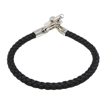 HERMES エルメス グレナン ブレスレット レザー ブラック シルバー金具 レディース 【中古】