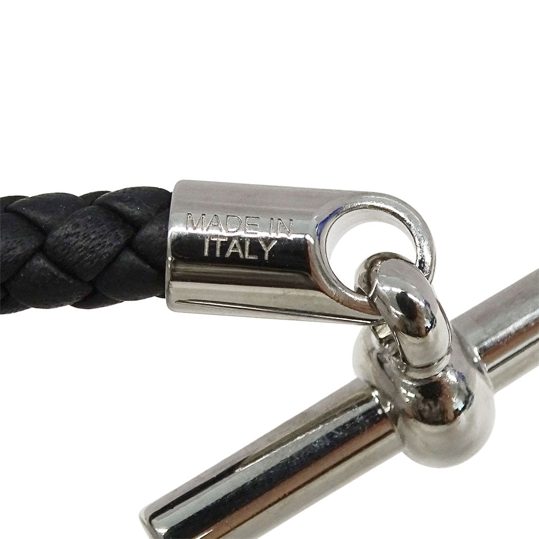 HERMES エルメス グレナン ブレスレット レザー ブラック シルバー金具 レディース 【中古】