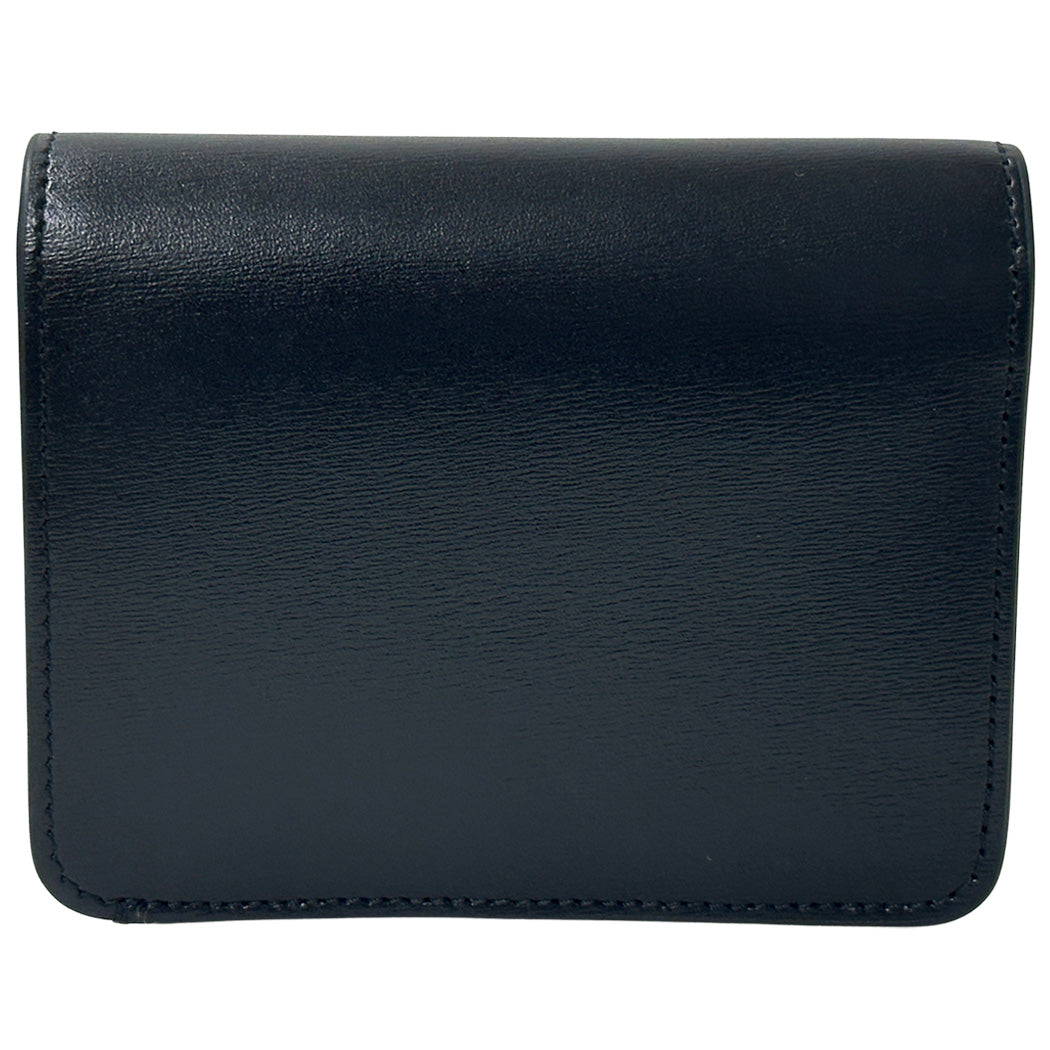 CELINE セリーヌ 二つ折り財布 トリオンフ ブラック ゴールド金具 レザー レディース 【中古】