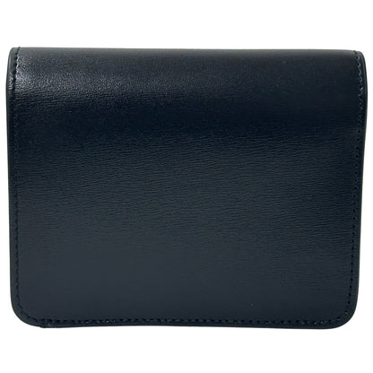 CELINE セリーヌ 二つ折り財布 トリオンフ ブラック ゴールド金具 レザー レディース 【中古】