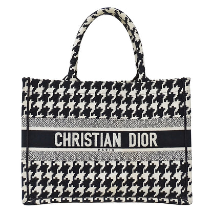 Dior ディオール ブックトート ミディアム トートバッグ ブラック ホワイト キャンバス レディース 【中古】