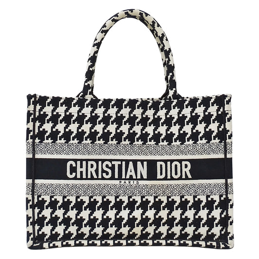 Dior ディオール ブックトート ミディアム トートバッグ ブラック ホワイト キャンバス レディース 【中古】