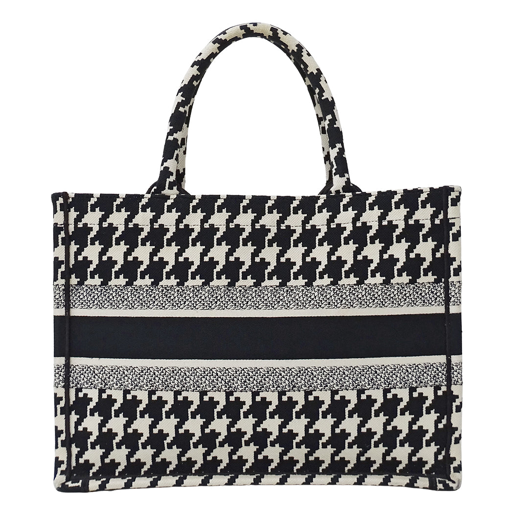 Dior ディオール ブックトート ミディアム トートバッグ ブラック ホワイト キャンバス レディース 【中古】