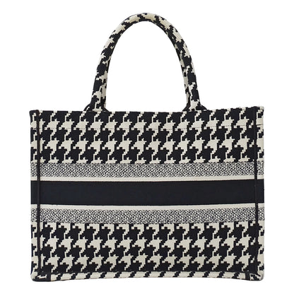 Dior ディオール ブックトート ミディアム トートバッグ ブラック ホワイト キャンバス レディース 【中古】