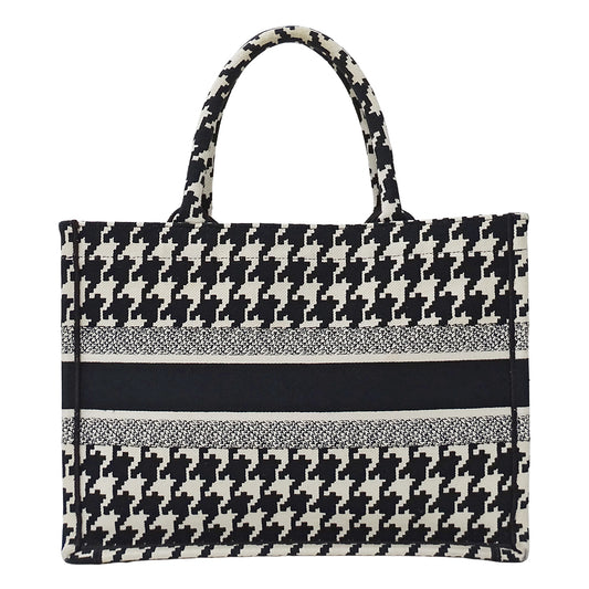 Dior ディオール ブックトート ミディアム トートバッグ ブラック ホワイト キャンバス レディース 【中古】