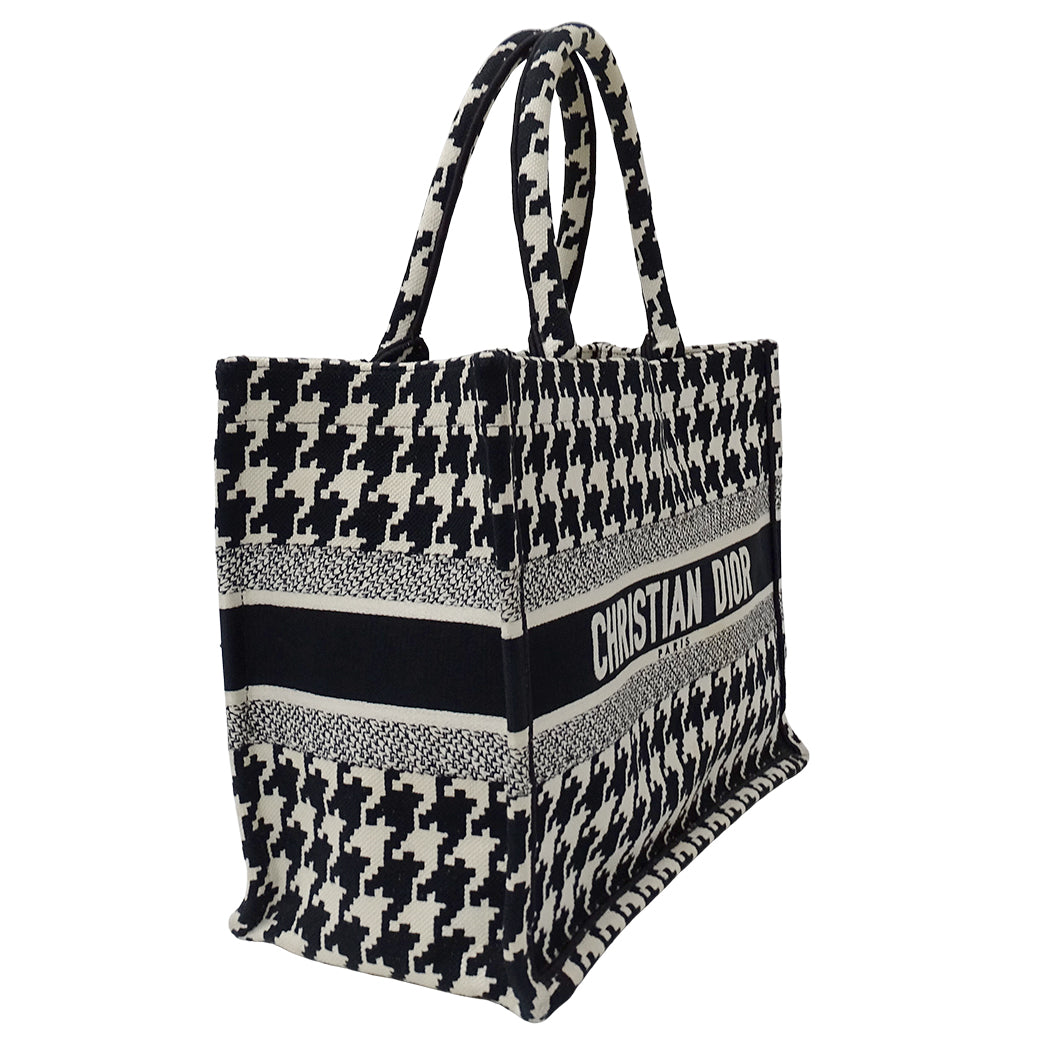 Dior ディオール ブックトート ミディアム トートバッグ ブラック ホワイト キャンバス レディース 【中古】