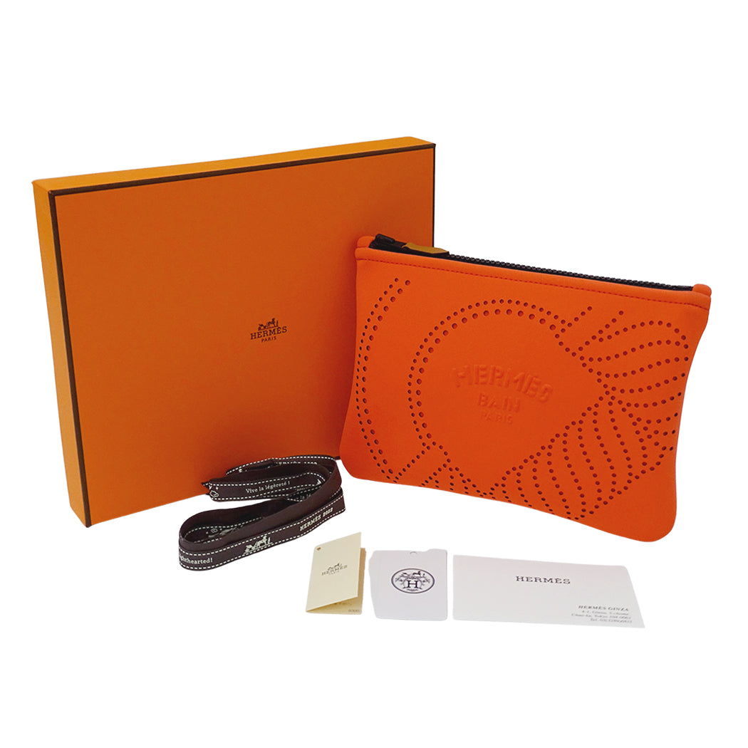 HERMES エルメス ネオバンカノエ PM ポーチ オレンジ レッド系 レディース 【中古】