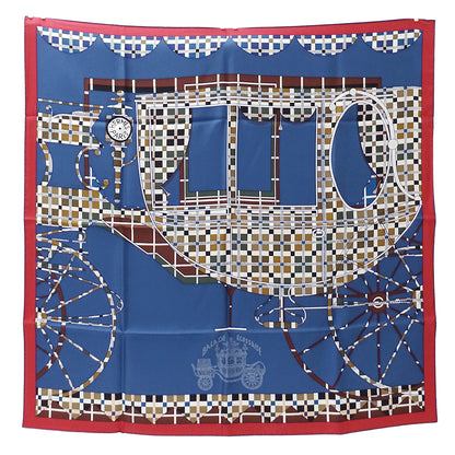 HERMES エルメス Balade Ecossaise スコットランドのバラード スカーフ カレ 90 ブルー シルク レディース 【中古】