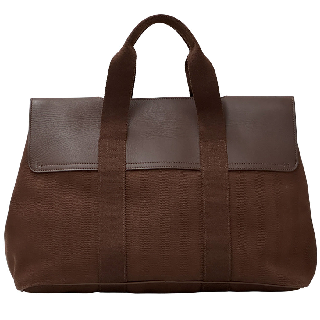 HERMES エルメス ヴァルパライソMM ハンドバッグ ブラウン トワルシェブロン ヴォースイフト レディース 【中古】