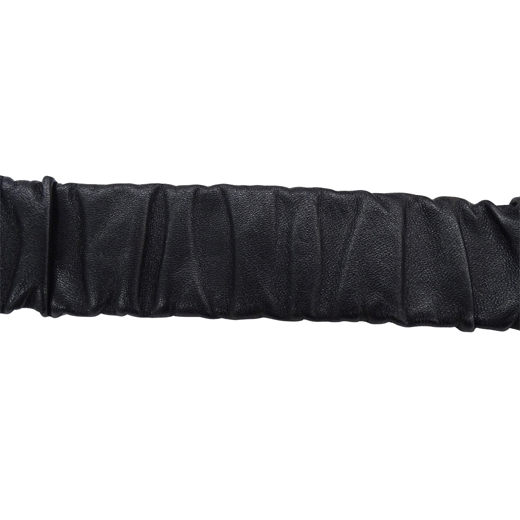 CHANEL シャネル ベルト ギャザー ブラック シャンパンゴールド メタル ラムスキン ラインストーン レディース B24V【中古】
