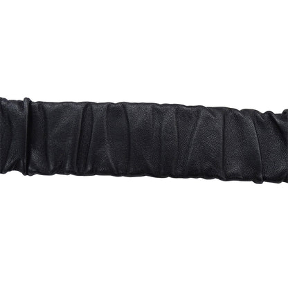 CHANEL シャネル ベルト ギャザー ブラック シャンパンゴールド メタル ラムスキン ラインストーン レディース B24V【中古】