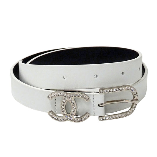 CHANEL シャネル ベルト ホワイト シルバー金具 レザー レディース 【中古】