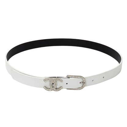 CHANEL シャネル ベルト ホワイト シルバー金具 レザー レディース 【中古】