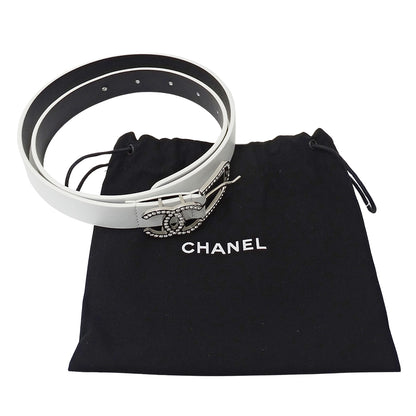CHANEL シャネル ベルト ホワイト シルバー金具 レザー レディース 【中古】