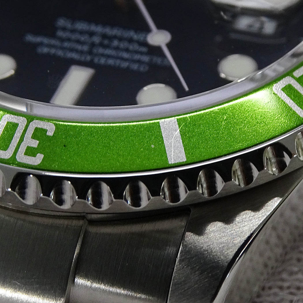 ROLEX ロレックス サブマリーナ デイト 16610LV M番メンズ 腕時計 自動巻き AT ステンレス グリーン 磨き済み【中古】