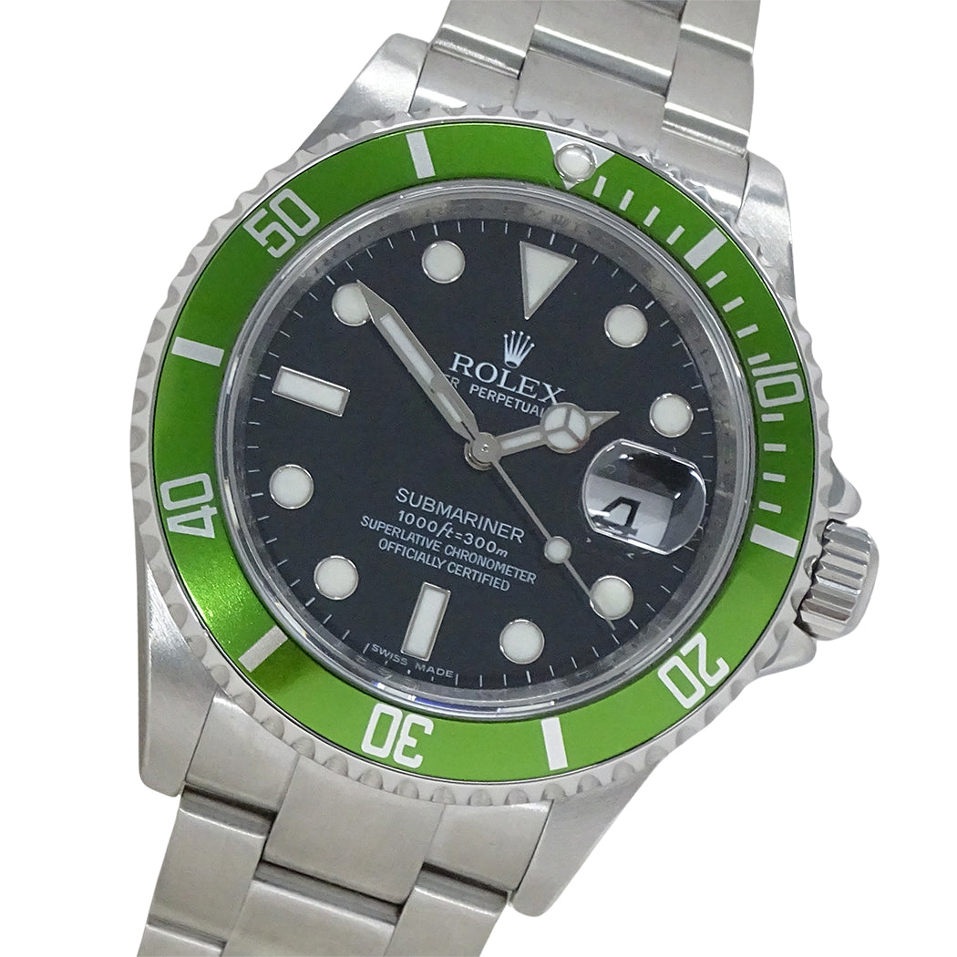 ROLEX ロレックス サブマリーナ デイト 16610LV M番メンズ 腕時計 自動巻き AT ステンレス グリーン 磨き済み【中古】