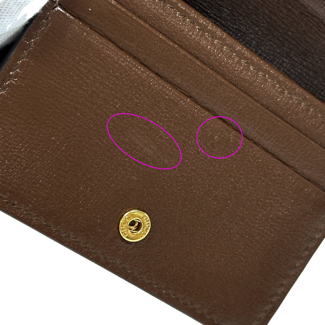 GUCCI グッチ 二つ折り財布 GGスプリーム ブラウン レッド ハート 648848 レディース 【中古】