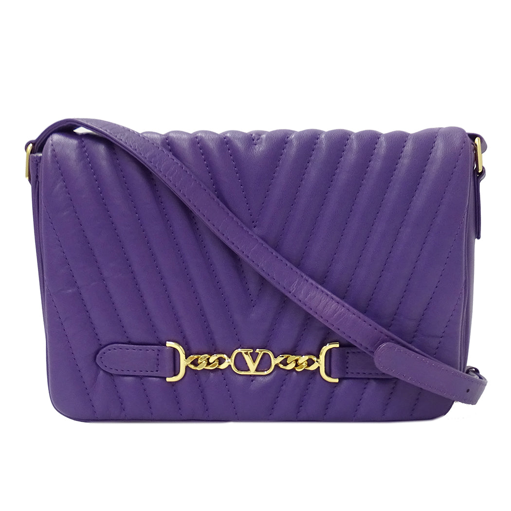 Valentino Garavani ヴァレンティノ・ガラヴァーニ ショルダーバッグ パープル 紫色 レザー レディース 【中古】