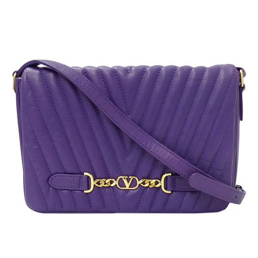 Valentino Garavani ヴァレンティノ・ガラヴァーニ ショルダーバッグ パープル 紫色 レザー レディース 【中古】
