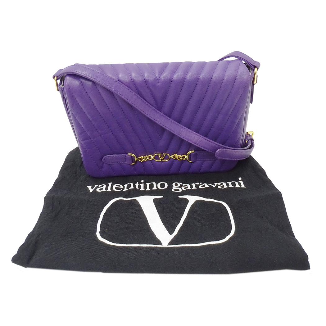 Valentino Garavani ヴァレンティノ・ガラヴァーニ ショルダーバッグ パープル 紫色 レザー レディース 【中古】