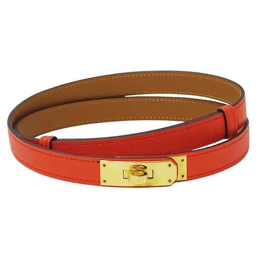 HERMES エルメス ケリー18 ベルト ローズテキサス ゴールド金具 ヴォーエプソン レディース 【中古】