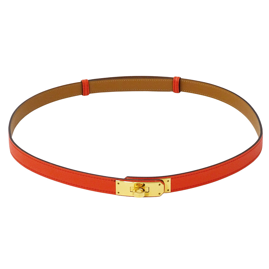 HERMES エルメス ケリー18 ベルト ローズテキサス ゴールド金具 ヴォーエプソン レディース 【中古】