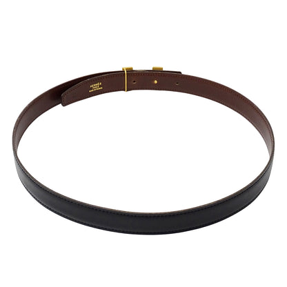 HERMES エルメス Hベルト ベルト ブラック ブラウン ボックスカーフ レディース メンズ 【中古】