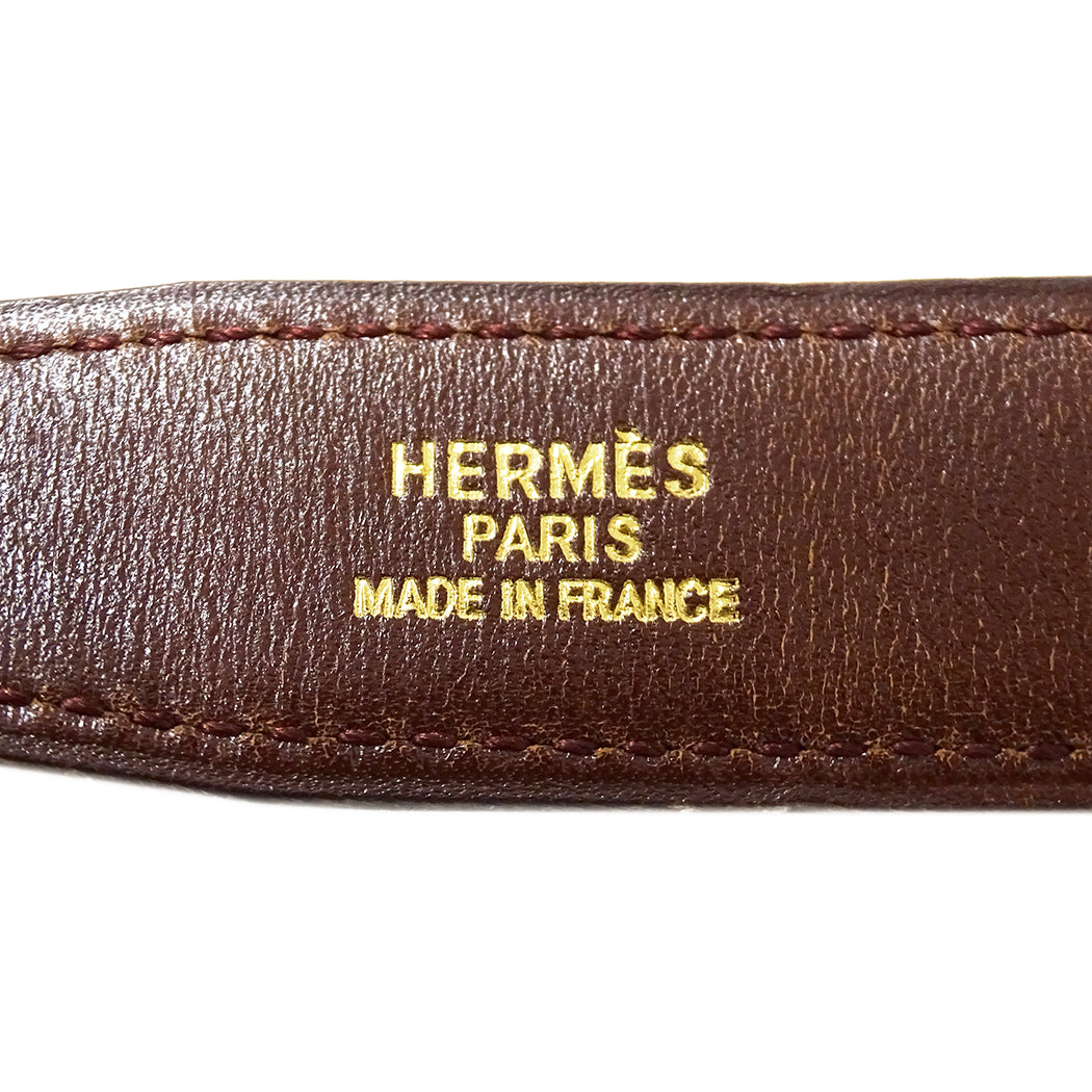 HERMES エルメス Hベルト ベルト ブラック ブラウン ボックスカーフ レディース メンズ 【中古】