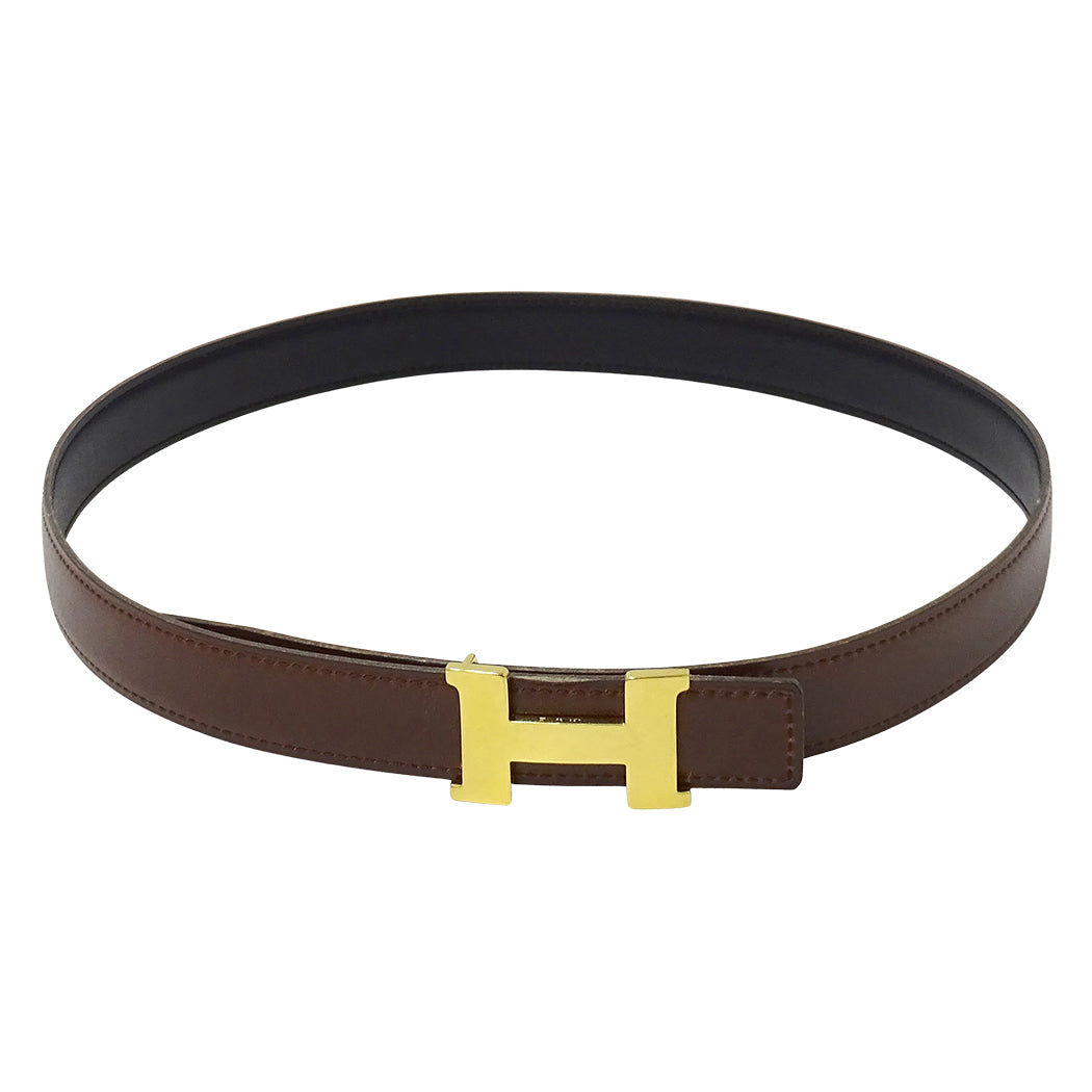 HERMES エルメス Hベルト ベルト ブラック ブラウン ボックスカーフ レディース メンズ 【中古】